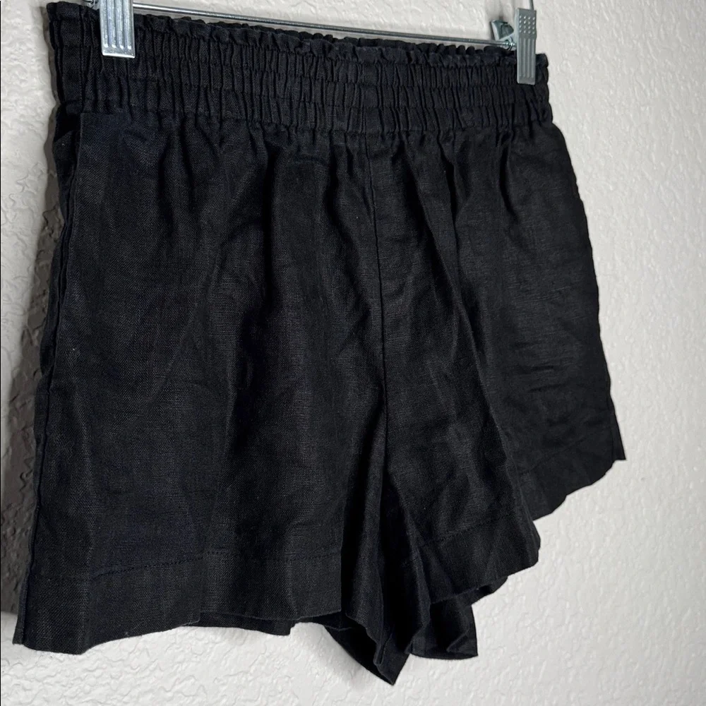 Reformation Mila Black 100% Linen Shorts Small Normcore Summer Staple Vacation - Picture 3 of 9